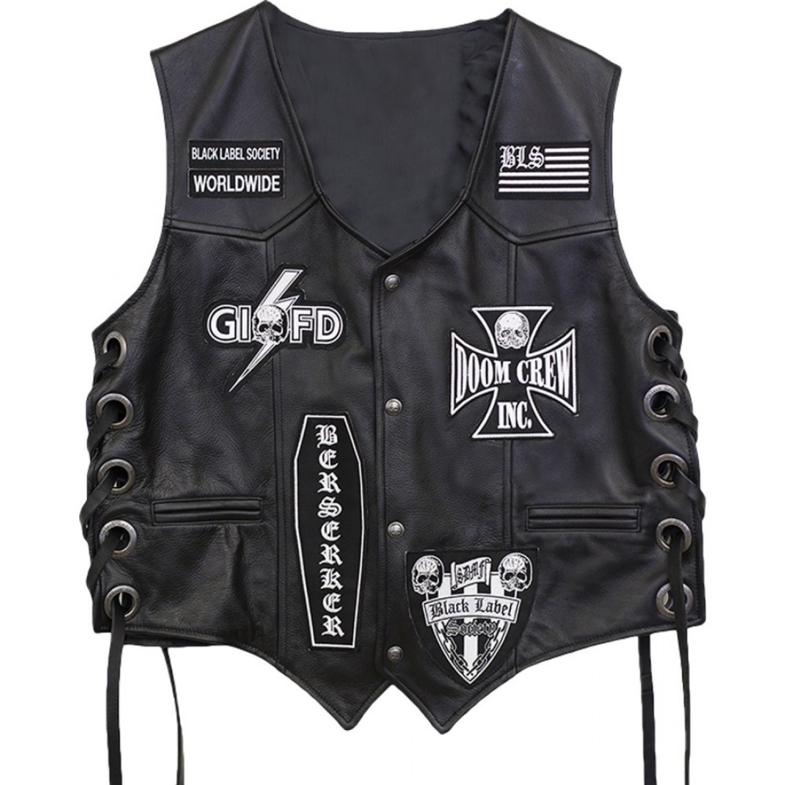 black label society leather vest